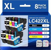 LC422XL spausdintuvo kasetės suderinamos su Brother LC 422XL LC422VAL LC422 XL kasetėmis, skirtomis Brother MFC-J5740DW MFC-J5340DW MFC-J5340DW MFC-J5345DW MFC-J6540DW MFC-J6940DW spausdintuvams (2 juodos, 2 žydros, 2 purpurinės, 2 raudonos ir 2 raudonos