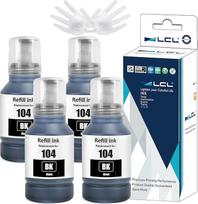 LCL 104 didelės talpos rašalas, suderinamas su "Epson" 104 juodos spalvos rašalo buteliuku, skirtu "Epson EcoTank" ET-1810 ET-2710 ET-2711 ET-2712 ET-2714 ET-2715 ET-2720 ET-2721 ET-2726 ET-2810 (4 vnt.)