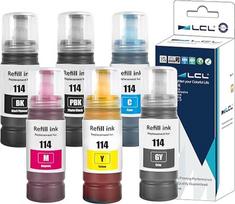 LCL 114 rašalas, suderinamas su "Epson 114" rašalo kasetėmis, skirtomis EP ET-8500 ET-8550 (6 vnt., juoda/nuotraukų juoda/žydra/magenta/geltona/pilka)