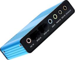 LEAGY USB 2.0 išorinė garso kortelė 6 kanalų 5.1 erdvinio garso adapteris S/PDIF, skirtas kompiuteriui - mėlyna
