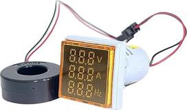 LED skaitmeninis skaitmeninis voltmetras Ampermetras matuoklis AC6-500V signalo Lichter Spannung Strom Frequenz Meter Anzeige Tester (geltonas)