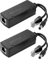 Leehitech PoE Splitter 2 vnt. 48V į 12V 1,2A adapteris, atitinkantis IEEE 802.3af standartą 100Mbps DC kištukas 5,5 × 2,1 mm, suderinamas su IP kamera, WiFi prieigos tašku, VoIP telefonu