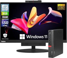 Lenovo All In One ThinkCentre TIO22 22 colių FHD ekranas | Mini kompiuteris Intel Core i5 6500T | Operatyvioji atmintis 8GB | SSD 256GB | Web kamera Windows 11 Pro Libre Office (Atnaujintas)