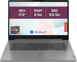 Lenovo IdeaPad 3 17ABA7 nešiojamasis kompiuteris 17,3 colių HD+ (AMD Ryzen 5 5625U, RAM 8GB, SSD 512GB, AMD Radeon Graphics, Windows 11 Home) prancūziška AZERTY klaviatūra - pilka