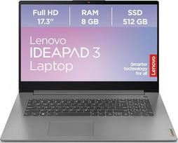Lenovo IdeaPad 3 nešiojamasis kompiuteris | 17,3 colių HD+ ekranas | AMD Ryzen 5 | 8GB RAM | 512GB SSD | AMD Radeon Graphics | Windows 11 | QWERTZ | Artic Grey | Fotoaparato apsauginis dangtelis | 3 mėnesių Premium priežiūra