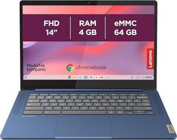Lenovo IdeaPad Slim 3 Chrome 14M868 Nešiojamasis 14 colių FHD (MediaTek Kompanio 520, 4GB RAM, 64GB SSD, Arm Mali-G52 2EE MC2 GPU, Chrome OS) Prancūziškos versijos AZERTY klaviatūra - mėlyna