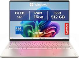 Lenovo Yoga Slim 7i Aura Edition Laptop | Copilot+PC | 14 colių WUXGA OLED | Intel Core Ultra 7 256V | 16GB RAM | 512GB SSD | Intel Arc GPU | Win11 | QWERTZ | Seashell | 3 metų garantija Išskirtinai "Amazon