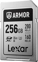 Lexar Armor Silver PRO SD kortelė 256GB UHS-II SD atminties kortelė Nerūdijančio plieno C10 U3 V60 6K UHD vaizdo įrašas Iki 280MB/s Skaitymas 160MB/s Įrašymas SDXC kortelė DSLR/Fotoaparatas/Fotografas/Video operatorius