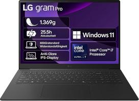 LG gram Pro 17 colių nešiojamasis kompiuteris su "Windows 11 Home" "Intel Core Ultra 7" procesoriumi 16GB LPDDR5x RAM 1 TB dvigubo SSD 17Z90TP-G.AA78G - Juodas