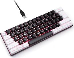 LICAEVEY maža RGB klaviatūra, LED apšvietimas, mechaninė, laidinė žaidimų klaviatūra su keliais RGB apšvietimais ir stovu, ergonomiškas dizainas (juoda ir