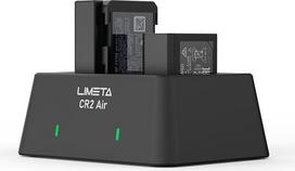 LIMETA CR2Air NP-FZ100/NP-FW50/NP-BX1 dviejų kanalų įkroviklis, skirtas "Sony Alpha 6700/A7III/A7IV/FX30/ZV-E1" fotoaparatų baterijoms 90 minučių greitas įkrovimas Vienu metu galima įkrauti kelių tipų baterijas