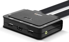 LINDY 42347 2 prievadų HDMI 18G, C tipo USB, USB 2.0 ir garso kabelis KVM jungiklis