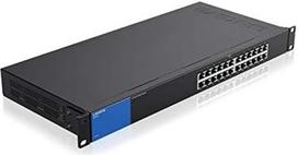Linksys LGS124-UK 24 prievadų Gigabitinio tinklo komutatorius be valdymo - namų ir biuro eterneto komutatorius su metaliniu korpusu - sieninis arba stalinis eterneto skirstytuvas, "Plug and Play