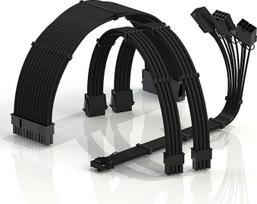 LINKUP - AVA 3-in-1 12VHPWR PCIE 5.0 maitinimo adapteris|450W 16AWG|Visiems maitinimo šaltiniams|UL sertifikuotas, korpusas su rankovėmis|4 dalių rinkinys RTX5000 RTX4000 GPU|Padidinti žaidimų našumą|30 cm juodas