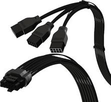 LINKUP - AVA PCIE 5.0 16 kontaktų (12+4) didelės srovės maitinimo kabelis | 16AWG, liejamas, lituojamas ir padengtas apvalkalu | 3x8 kontaktų PCIE 4.0 maitinimo blokui | Suderinamas su RTX50 RTX40 RTX30 FE GPU | 40 cm juodas