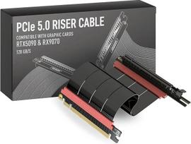LINKUP - AVA5 PCIE 5.0 Riser kabelis | RTX5090 RX9070 GPU Ready | x16 128GB/s greitis | PCIe 4.0 ir WRX80/WRX90E suderinamas | Kairės pusės kampas, juodas, 15 cm (bendras ilgis 19 cm)