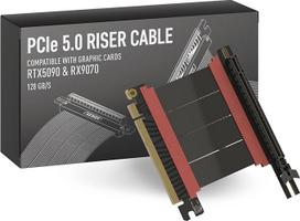 LINKUP - AVA5 PCIE 5.0 Riser kabelis | RTX5090 RX9070 GPU Ready | x16 128GB/s greitis | PCIe 4.0 ir WRX80/WRX90E suderinamas | Kairysis kampas, juodas, 5 cm (bendras ilgis 9 cm)