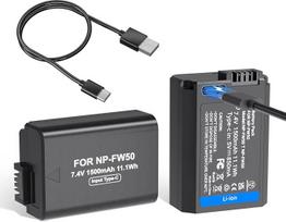 LP NP-FW50 1500 mAh (2 vnt.) atsarginė baterija, skirta "Sony Alpha A6000", A6400, A6100, A6300, A6500, A5100, A7, A7 II, A7R, A7R II, A7R2, A7S, A7S II, A5000, A3000 0, NEX-3/5/7 serijos fotoaparatams