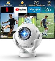 Magcubic Mini Beamer 4K mit Native 1080P Full HD & 400 ANSI Lumen, Android 14 Portable Projektor ideal für WM, WiFi 6 BT 5.4, 180° drehbar, HDMI USB, Heimkino Outdoor Indoor Camping HY320F