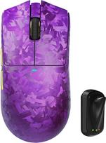 MAMBASNAKE Attack Shark X11 Ultra Carbon Fiber Wireless Gaming Mouse, Nordic 54L15, PAW3950MAX, 42000 DPI, Dual 8000Hz, 63g, lengva, ryklio peleko dizainas, dvisluoksnės kojelės, skirta kompiuteriui, violetinė