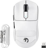 MAMBASNAKE M3 39 g itin lengva belaidė žaidimų pelė su suvyniotu kabeliu, "PixArt PAW3395PRO" jutiklis, iki 40000DPI, BT/2.4G belaidis/laidinis ryšys, 100 mln. paspaudimų mikrojungikliu, skirta PC/Xbox/PS/Mac (balta)