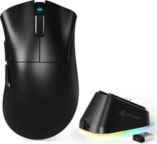 MAMBASNAKE x Attack Shark V3PRO belaidė žaidimų pelė su magnetine įkrovimo baze PAW3311 Sensor BT/2.4GHz/USB-C, 62 g, lengva, 500 mAh baterija, 25 000 DPI, greitaeigė, skirta PC/Mac kompiuteriams - juoda