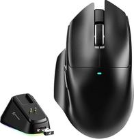 MAMBASNAKE x Attack Shark V6 belaidė žaidimų pelė su magnetine įkrovimo baze 65 g Lengvas PAW3311 jutiklis 25000DPI, BT/2.4G/USB-C, 100 mln. paspaudimų, 500 mAh akumuliatorius, skirta dešiniarankiams - juoda