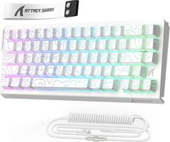 MAMBASNAKE x Attack Shark X68HE mechaninė klaviatūra su greito paleidimo magnetiniu jungikliu, 0,01 mm reguliuojamas suveikimas, laidinė 60% žaidimų klaviatūra su susukamu kabeliu, 8KHz, SOCD (balti kontūrai)
