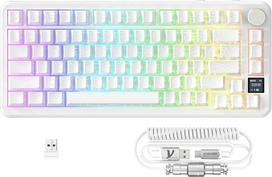 MAMBASNAKE x Attack Shark X85PRO Gasket mechaninė klaviatūra, 75 % belaidė žaidimų klaviatūra su TFT ekranu ir rankenėle, PBT šoninis spausdintas klavišų dangtelis, 2,4 GHz/BT5.1/USB-C, "Hot-Swap" linijinis jungiklis, skirta PC, Mac