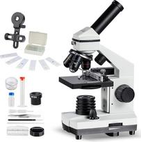 MAXLAPTER LED 1000x mikroskopas studentams, paaugliams, vaikams, suaugusiesiems 100x-1000x priartinimo objektyvas su mikroskopo stikliukų dėžute, telefono adapteriu Biologiniai tyrimai, šeimos švietimas