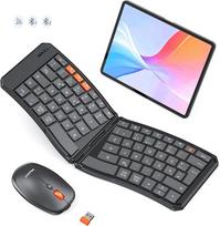 MEETION Ergonomiška sulankstoma klaviatūra ir pelė, nešiojamoji "Bluetooth" klaviatūra ir pelė verslo kelionėms, itin plona sulankstoma belaidė klaviatūra ir pelė "Windows/Mac/iOS/Android