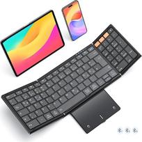 MEETION sulankstoma "Bluetooth" klaviatūra su jutikliniu kilimėliu, nešiojamoji belaidė klaviatūra su skaitmenine klaviatūra, suderinama su "iPad", mobiliaisiais telefonais, nešiojamaisiais kompiuteriais "iOS", "Android", "Windows", "Mac" - juoda
