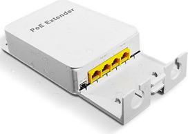 MEIRIYFA Gigabit PoE Extender Lauko 4 prievadų PoE jungiklis IEEE 802.3 af/at PoE kartotuvas, 1000Mbps 1 PoE įėjimas 3 PoE išėjimai Vandeniui atsparus 30W 100m maitinimo ir duomenų perdavimo atstumas PoE injektoriui ir apsaugos kamerai