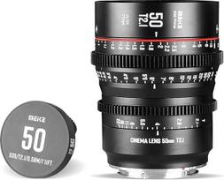 MEKE 50 mm T2.1 "Super 35 Prime" rankinio fokusavimo kino objektyvas, skirtas "EF-Mount" kino kameroms, suderinamas su "Canon C200 C300 II", "RED Komodo", BMPCC 6K, Z CAM E2-S6 BMPCC 6K Pro