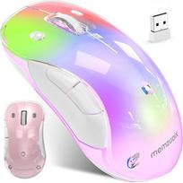 memzuoix LED belaidė pelė - įkraunama 2.4G optinė pelė su magnetiniu dangteliu, švelniu RGB apšvietimu, 1400 DPI, ergonomiško dizaino, su USB imtuvu, skirta nešiojamiesiems kompiuteriams, PC ir MacBook