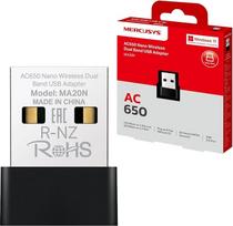 MERCUSYS MA20N AC650 USB "WiFi" dongle, dviejų dažnių "WiFi" adapteris asmeniniam kompiuteriui / staliniam kompiuteriui / nešiojamajam kompiuteriui, mini belaidis adapteris asmeniniam kompiuteriui TP-Link, palaiko "Windows 10-11", WPA3 saugumo apsauga