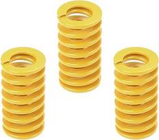Metalinės spyruoklės, spyruoklės, suspaudimo spyruoklė, 14 mm OD 7 mm ID 25 mm ilgio spiralinis štampavimas Lengva apkrova Suspaudimo liejimo liejimo spyruoklė 3D spausdintuvų priedams Mechaninė įranga Geltonas tonas 3 vnt.