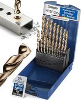 Metalo grąžtų rinkinys HSS kobalto 19 dalių | HSS-Co5 profesionalūs nerūdijančio plieno grąžtai 1-10 mm | Savikoncentruojantys kobalto sukimo grąžtai DIN 338 HSS CO grąžtų rinkinys nerūdijančiam plienui, plienui, geležiai, metalui | Grąžtų rinkinys