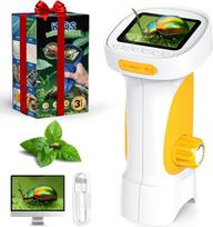 Mikroskopas vaikams, Temodu 2,4 colio ekranas, 1000X USB nešiojamas kišeninis mikroskopas, įkraunamas nešiojamas mikroskopas, mikroskopai prijungiami prie kompiuterio, mokslas lauke nuo 3 metų (baltas + geltonas)