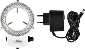 Mikroskopo LED lemputė, mikroskopo fotoaparato žiedinė lemputė, 144 LED karoliukų šviesos šaltinio ryškumas, reguliuojamas žiedinis stereomikroskopo žiedo šviestuvas, skirtas stereomikroskopo juvelyrinių dirbinių taisymo lempai (baltas)
