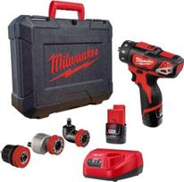 Milwaukee M12BDDXKIT-202C M12 4-in-1 gręžtuvų rinkinys (2 x 2,0Ah ličio jonų akumuliatoriai, įkroviklis, 10 mm griebtuvas ir papildomos galvutės)