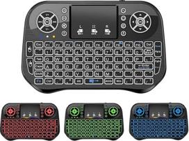 Mini "Bluetooth" ir 2.4G klaviatūra "Android TV Box/PC/FireStick/Laptop" su jutikliniu kilimėliu, foniniu apšvietimu, BT ir 2.4G USB Dongle
