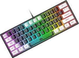 Mini 60% žaidimų klaviatūra, membraninė žaidimų klaviatūra su pusiau mechaniniais klavišais, optinis RGB Chroma apšvietimas, kompaktiška 62 klavišų dviguba spalva, QWERTY išdėstymas, skirta kompiuteriui, nešiojamajam kompiuteriui, "Mac", kompiuteriui, juo