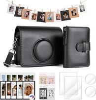 Mini EVO fotoaparato dėklas ir priedų rinkinys Fujifilm Instax Mini EVO dėklas, LCD ekrano ir objektyvo apsauga, nuotraukų albumas, nuotraukų rėmelis ir lipdukas - juodas
