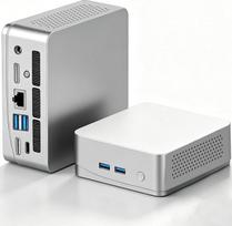 Mini kompiuteris N3200 (iki 3,5 GHz) 8GB RAM 256GB SSD Win11 WLAN5/Bluetooth/RJ45 LAN 1000M/USB*4/USB-C*2/HDMI*2, 4K@60 Hz dviejų monitorių išvestis, itin lengvas, tylus, 4-6 W energiją taupantis mini kompiuteris