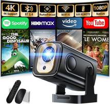 Mini projektorius 4K 1080P [2026 naujas ir automatinis fokusavimas] Nešiojamasis projektorius su "WiFi 6" ir "Bluetooth 5.4" su 270° pasukimo kampu ir automatiniu lizdinės plokštumos koregavimu su HDMI/TV atminties kortele/ atminties kortele/nešiojamuoju