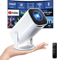 Mini projektorius 4K Full HD 1080P, nešiojamasis projektorius su "WiFi 6" ir "Bluetooth 5.4", automatinio ir rankinio fokusavimo funkcija, 180° pasukimo kampu, suderinamas su "iOS" / "Android" / HDMI / TV Stick / nešiojamuoju kompiuteriu / kompiuteriu