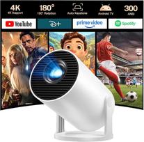 Mini projektorius 4K namų kinas palaiko "Android 14", LYNCAST mini projektorius Nešiojamasis projektorius su "Bluetooth 5" ir "WiFi 6", 4K palaikomas Biemer telefonui/televizoriui/HDMI/PS5/iOS