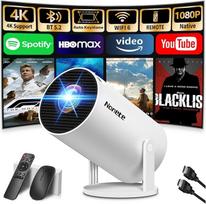 Mini projektorius 4K, 1080P Full HD vaizdo projektorius Nešiojamasis projektorius su "WiFi 6" ir "Bluetooth 5.2", automatinis lizdinės plokštumos koregavimas Integruotos išmaniosios programėlės su 180° pasukimo galimybe USB/TV atmintinė/HDMI