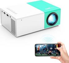 Mini projektorius Nešiojamasis "WiFi" projektorius namų kinui, mobiliojo telefono ekranas gali būti atvaizduojamas į projektorių per "WiFi" arba per duomenų kabelį